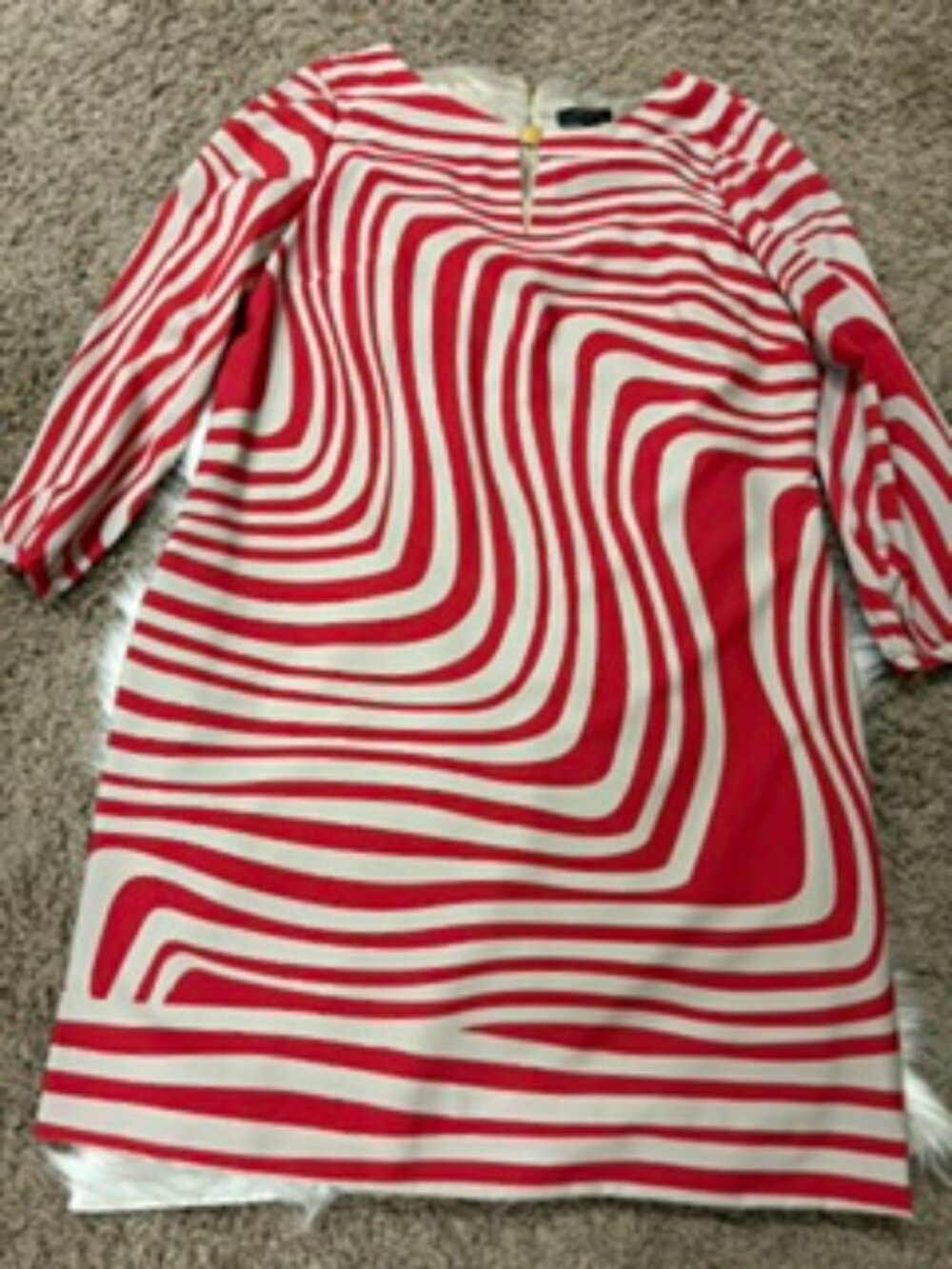 Tahari (Arthur S. Levine) Shift Dress Red/Cream Swirl Print